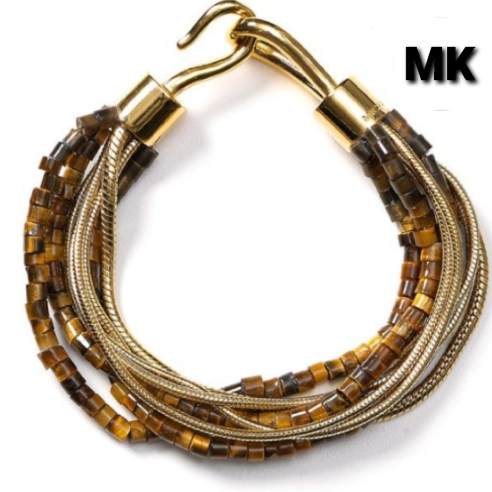 Michael Kors multi chain tigers eye hook bracelet